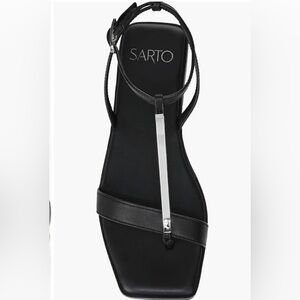Franco Sarto Logan Leather Thong, Black Minimalist